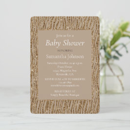 Babykläder för Guld Cream Brown Glitter Zebra tryc Inbjudningar