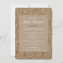 Babykläder för Guld Cream Brown Glitter Zebra tryc Inbjudningar
