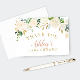 Babykläder för  Guld och Grönt Blommigt Tack Kort