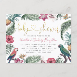 Babykläder för handskrivet skript i Guld Tropik Inbjudan Vykort