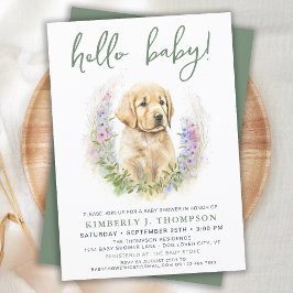 Babykläder för hej Baby Puppy Hund Modern Sage Grö Inbjudningar
