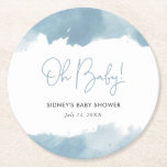 Babykläder för Himmel Blue Watercolor Shower Underlägg Papper Rund<br><div class="desc">Lägg till en snyggt till babyduschen bord med dessa "Oj Baby!" pappra underlägg, designade med abstrakt himmel blå vattenfärg gräns och elegant modern minimalistisk typografi. Dessa engångsartiklar är perfekt för att skydda yta och samtidigt förbättra party-dekorationen. Anpassa till baby namn, duschdatum eller text du vill ha. Finns i flera former...</div>