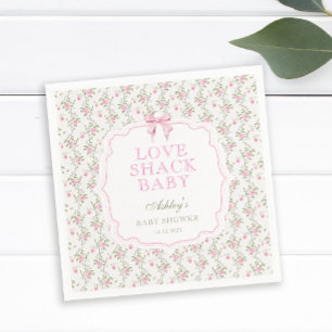 Babykläder för kärlek Shack Rosa Bow Blommigt Sho Pappersservett