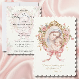 Babykläder för katolsk Religiösa Vintage Baby Blom Inbjudningar