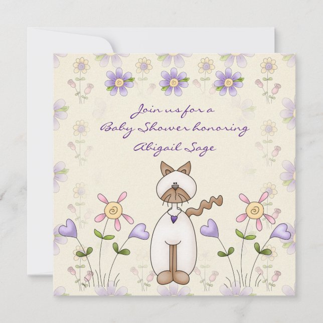 Babykläder för kute och blommor inbjudningar (Framsida)