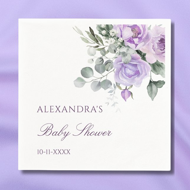 Babykläder för Lavender Watercolor Blommigt Shower Pappersservett (Skapare uppladdad)