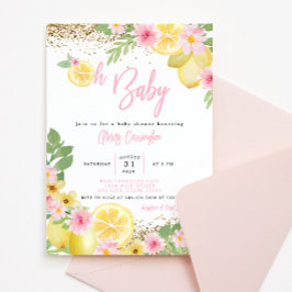 Babykläder för Lemonade Rosa Blommigt Inbjudningar