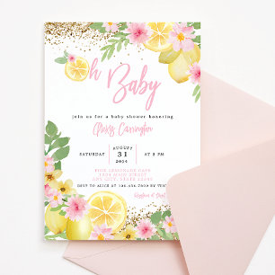 Babykläder för Lemonade Rosa Blommigt Inbjudningar