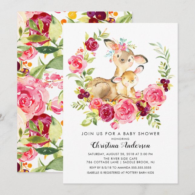 Babykläder för mamma & Baby Hjort Inbjudningar (Fram/baksida)