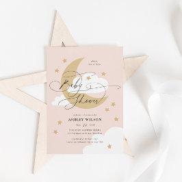 Babykläder för måne och stjärnor Rosa Elegant  Inbjudningar