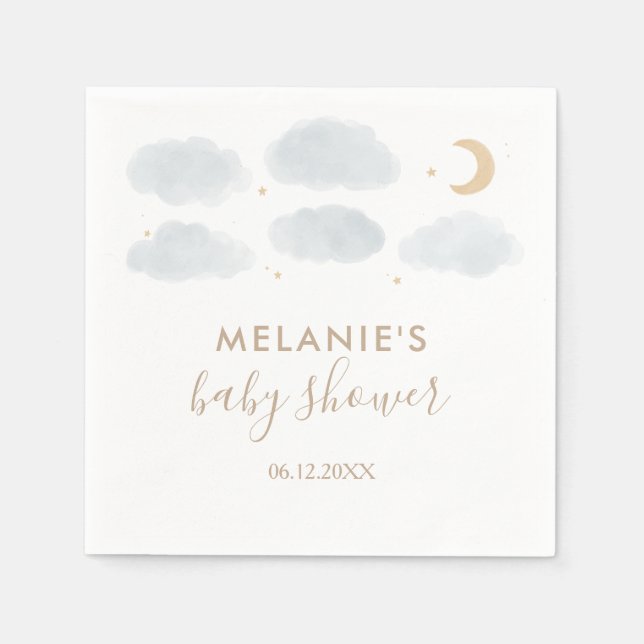 Babykläder för Måne-stjärnor i vattenfärg Pappersservett (Framsidan)