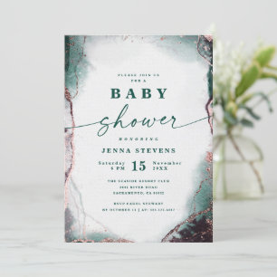 Babykläder för modern Abstrakt Emerald Grönt  Show Inbjudningar