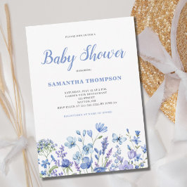 Babykläder för modern blå Blommigt Inbjudningar