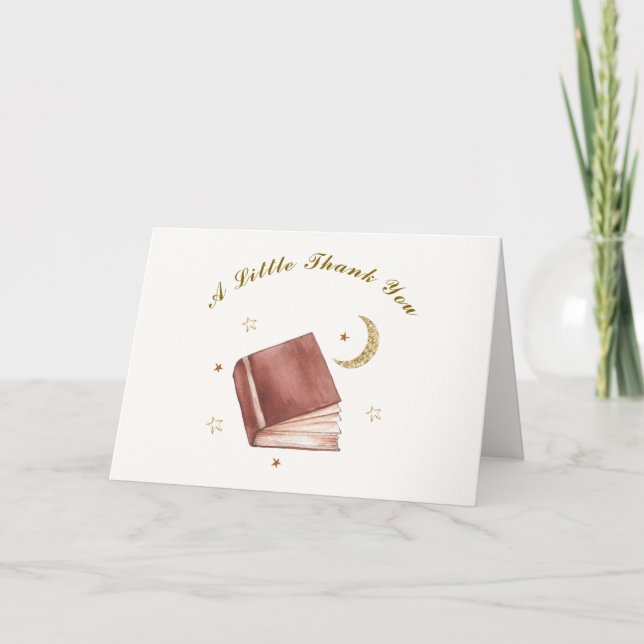 Babykläder för Modern Boho Bok Måne Tack Kort (Framsida)