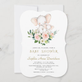 Babykläder för modern Elephant Rosa Cream Flowers Inbjudningar