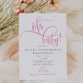 Babykläder för modern minimalistisk Rosa Calligrap Inbjudningar