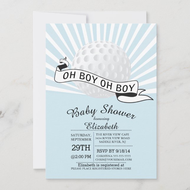 Babykläder för Modern Oh Boy Golf Boll Boys Inbjudningar (Framsida)
