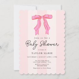 Babykläder för modern Rosa Rand Coquette Bow Inbjudningar