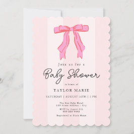 Babykläder för modern Rosa Rand Coquette Bow Inbjudningar