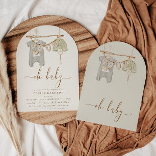 Babykläder för moderna Arched Boho Barnkläders Sho Inbjudningar