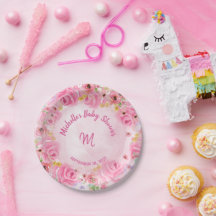 Babykläder för Monogram Rosa Guld Blommigt Shower