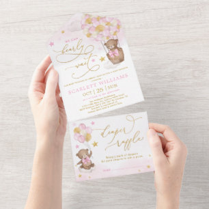 Babykläder för nalle Rosa Guld Luftballong  Shower