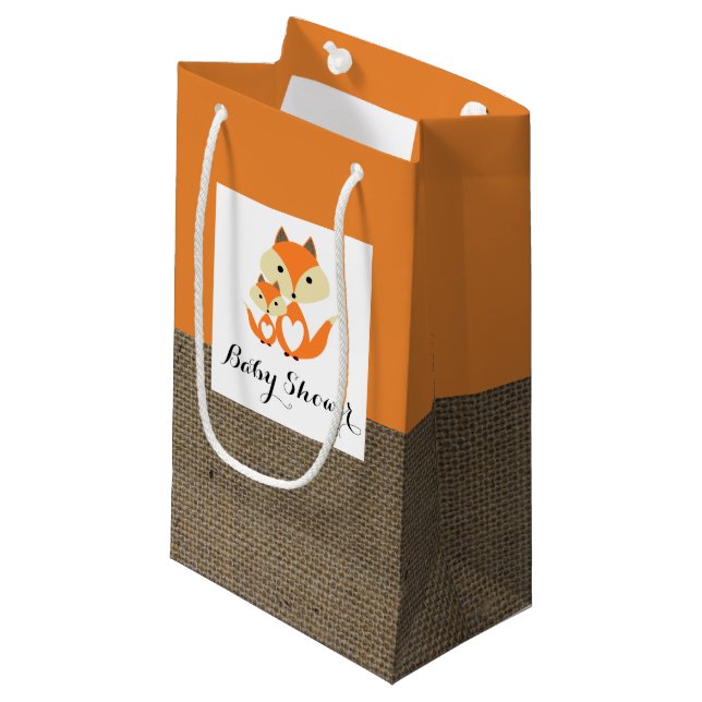 Babykläder för orange Fox Burlap Shower (Framsidan Vinklad)