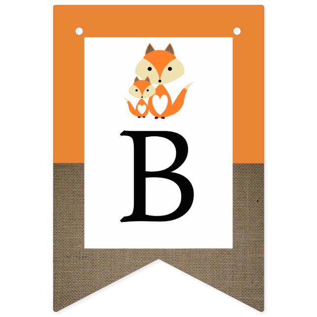 Babykläder för orange Fox Burlap Shower Vimplar (Tredje flaggan)