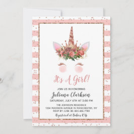 Babykläder för prinsessan ro Guld Unicorn Princess Inbjudningar