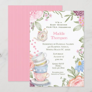 Babykläder för Rosa av i Tea Party Grönt Elegant Inbjudningar