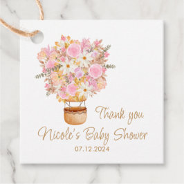 Babykläder för rosa Blommigt Luftballong Gåvor Etiketter