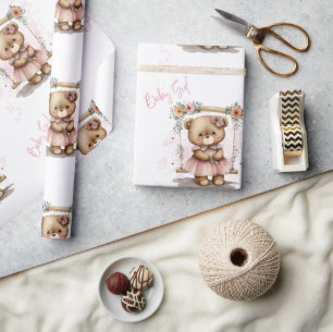 Babykläder för rosa Flicka Nalle Presentpapper