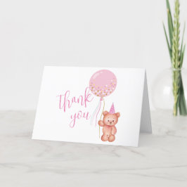 Babykläder för rosa med minimal Nalle, ballonger Tack Kort