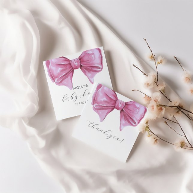 Babykläder för Rosa med vattenfärgsfack Gåvor Etiketter (Girly Pink Watercolor Bow Baby Shower Favor Tags)