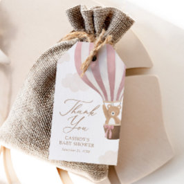 Babykläder för rosa Nalle Luftballong Presentetikett