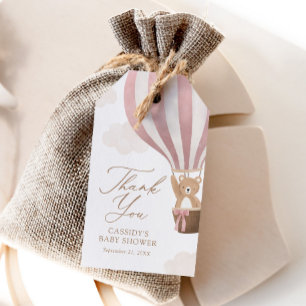 Babykläder för rosa Nalle Luftballong  Presentetikett