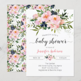 Babykläder för rosa och blå Blommigt Inbjudningar