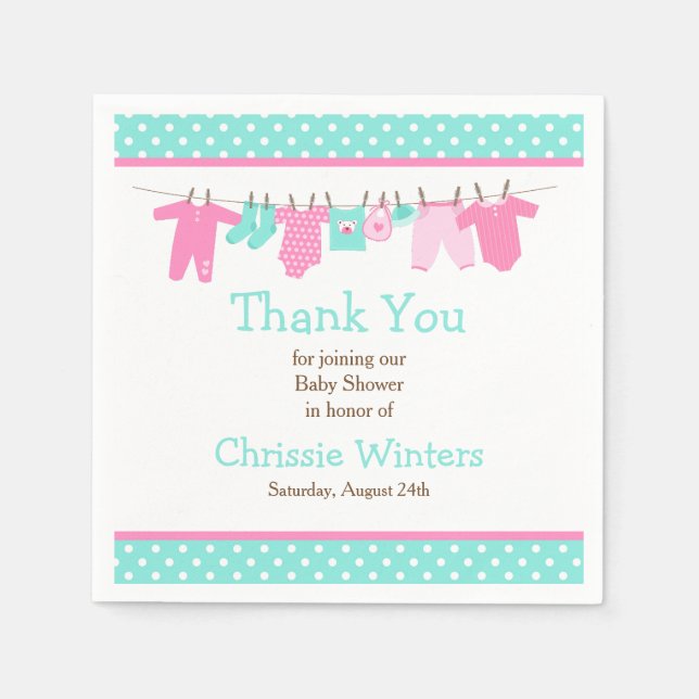 Babykläder för rosa och Grönt Baby Pappersservett (Framsidan)