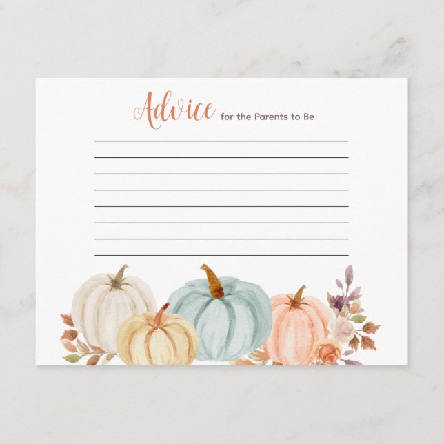 Babykläder för Rustic Pumpkin Blommigt Advice Card Tilläggskort (Framsida)