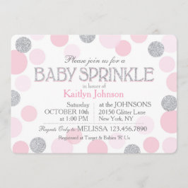 Babykläder för silver Glitter och Rosa, punktade p Inbjudningar