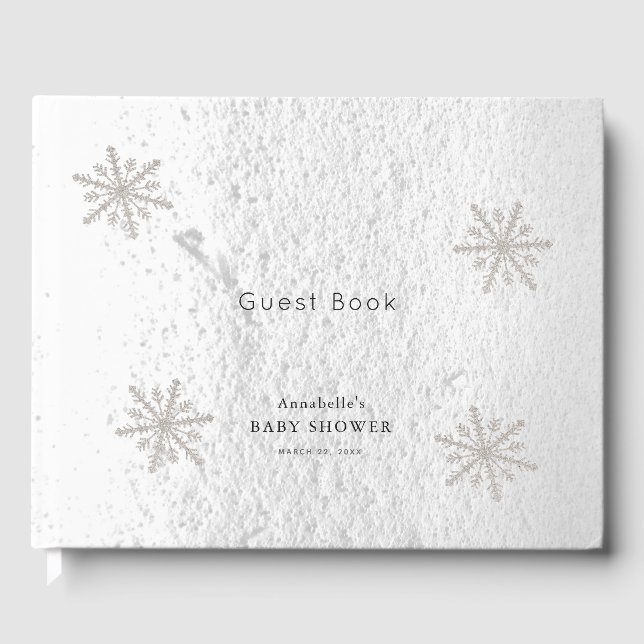 Babykläder för silver Snöflingor White Snö Gästböcker (Framsida)