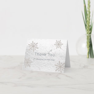Babykläder för silver Snöflingor White Snö Tack Kort