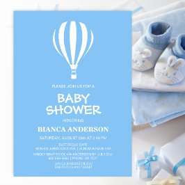 Babykläder för snyggt Blue Luftballong Shower Inbjudningar