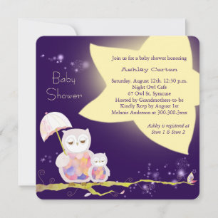 Babykläder för Starry Night Mamma & Baby Uggla Inbjudningar