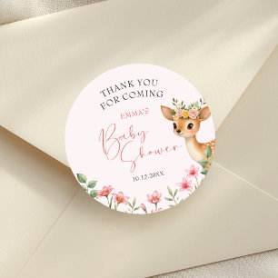 Babykläder för tack Hjort Blommigt Runt Klistermärke