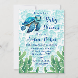 Babykläder för Teal Blue Sea Turtle Sjögräs Boy Sh Inbjudningar
