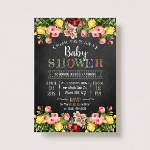 Babykläder för Trendig Vår Blommigt Typografi Inbjudningar