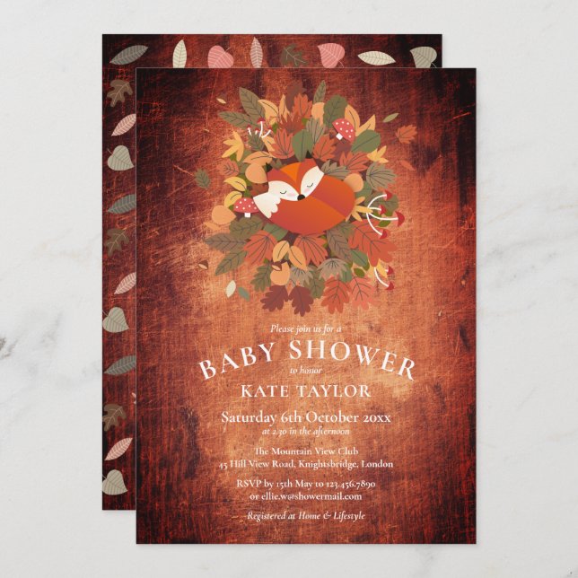 Babykläder för Unge från Rustic Fox Woodland Inbjudningar (Fram/baksida)