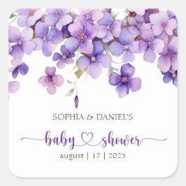 Babykläder för vår-känsliga violetta blommor fyrkantigt klistermärke