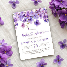 Babykläder för vår-känsliga violetta blommor inbjudningar